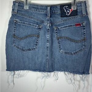 NFL Blue Denim Mini Skirt with Frayed Hem